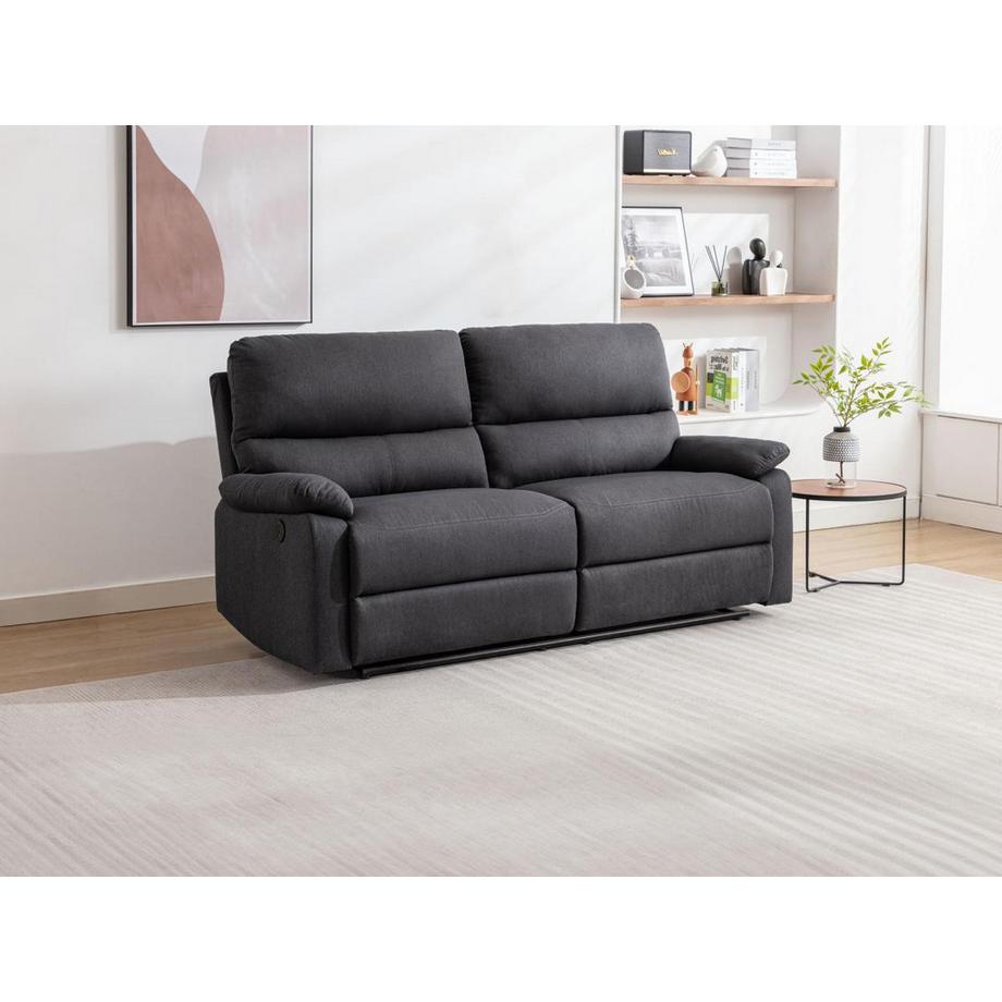 Vente-unique Relaxsofa elektrisch 3-Sitzer - Stoff - Anthrazit - LUNANO  