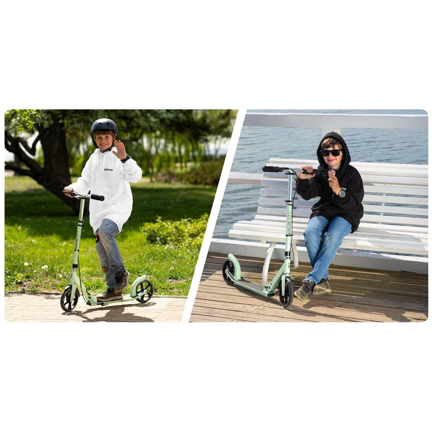 B2X  Klassischer Scooter CITY

Hauptmerkmale:
- Höhenverstellbar
- Zusammenklappbar
- Große Räder für Stadtfahrten
- Fuß- und Handbremse für effizientes und sicheres Bremsen
- Tragegurt für einfachen Transport – inklusive!
- Zertifiziert nach der europ 