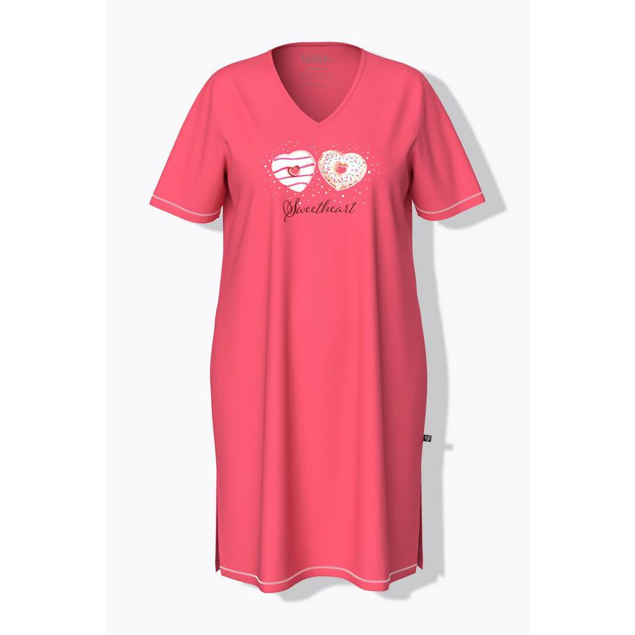 Ulla Popken Camicia da Notte Stampa Piazzata Scollo a V Mezza Manica  