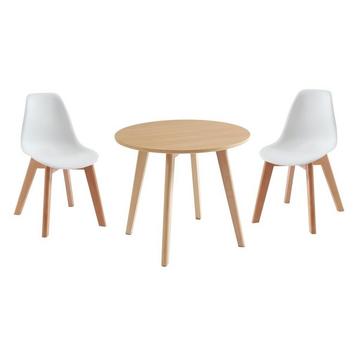 Set aus Kindertisch LOULOUNE + 2 Stühlen LILINOU - Holzfarben und Weiß