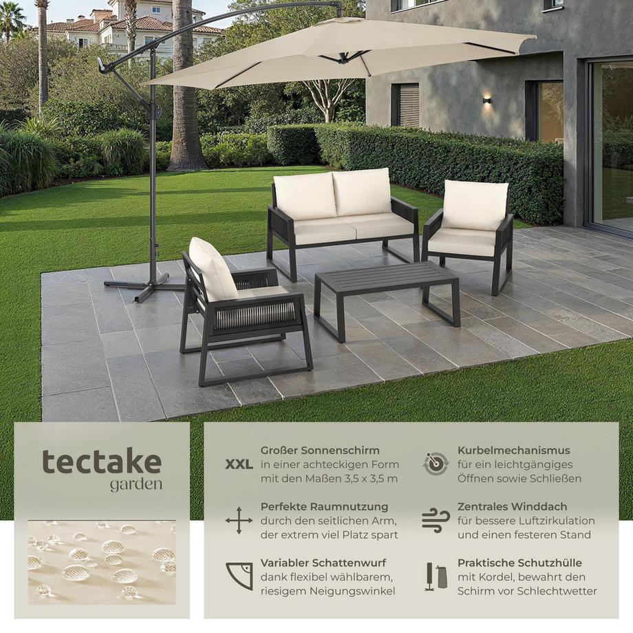 Tectake Sonnenschirm Ciccio Ø 350 cm leichtgängiger Mechanismus  