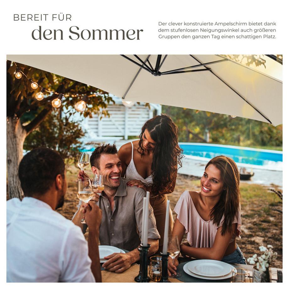Tectake Sonnenschirm Ciccio Ø 350 cm leichtgängiger Mechanismus  