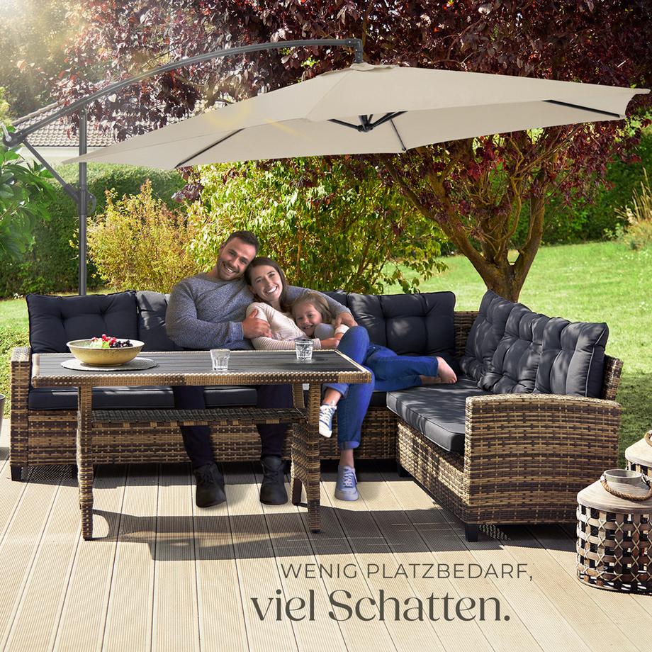 Tectake Sonnenschirm Ciccio Ø 350 cm leichtgängiger Mechanismus  