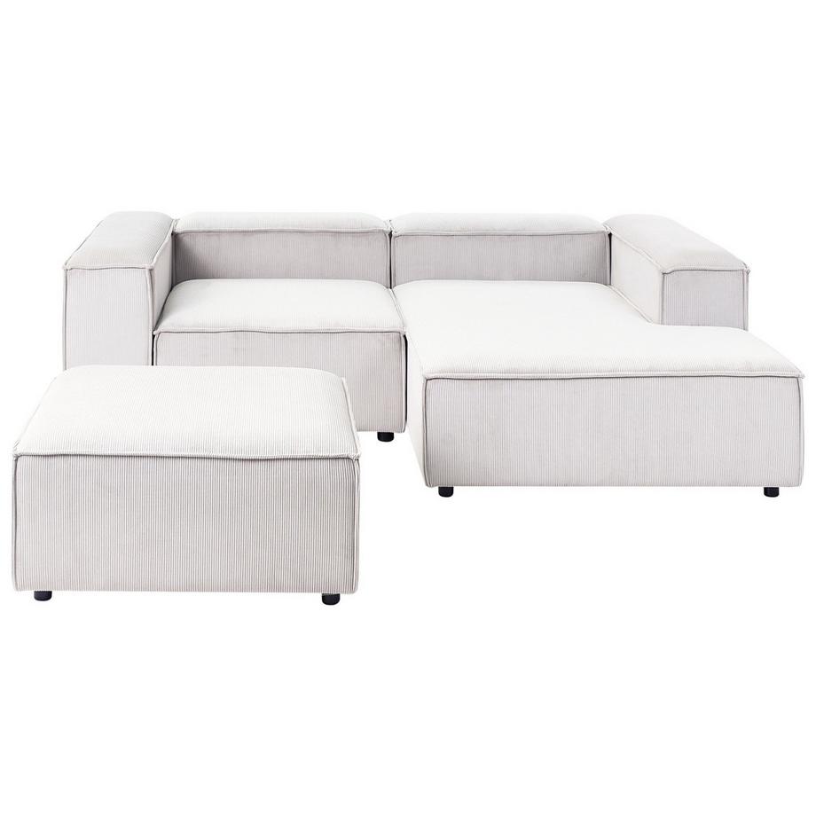 Beliani Linksseitiges Ecksofa mit Ottomane aus Cord Modern ARDAL  