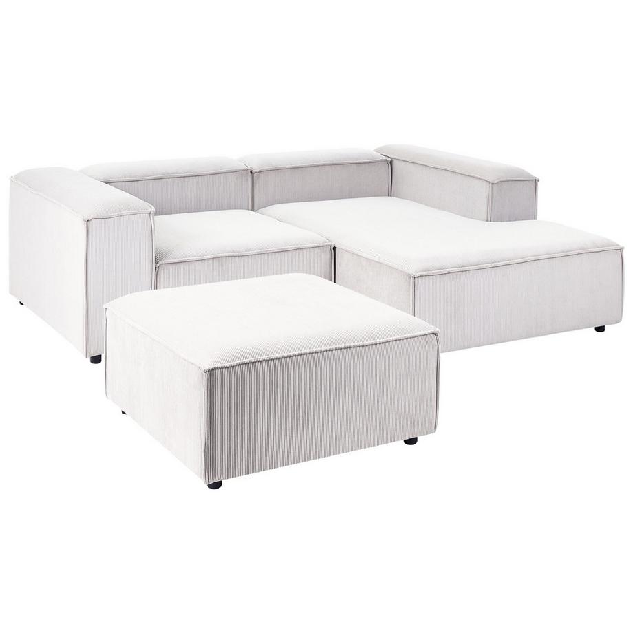 Beliani Linksseitiges Ecksofa mit Ottomane aus Cord Modern ARDAL  
