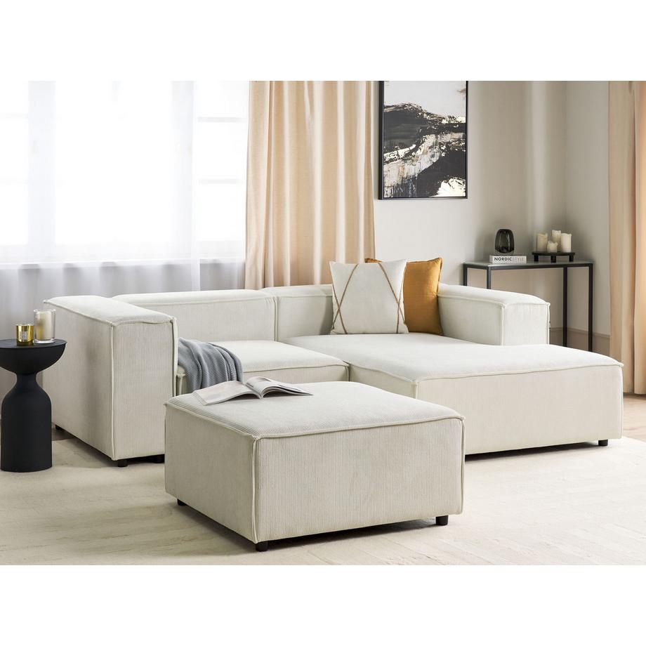 Beliani Linksseitiges Ecksofa mit Ottomane aus Cord Modern ARDAL  