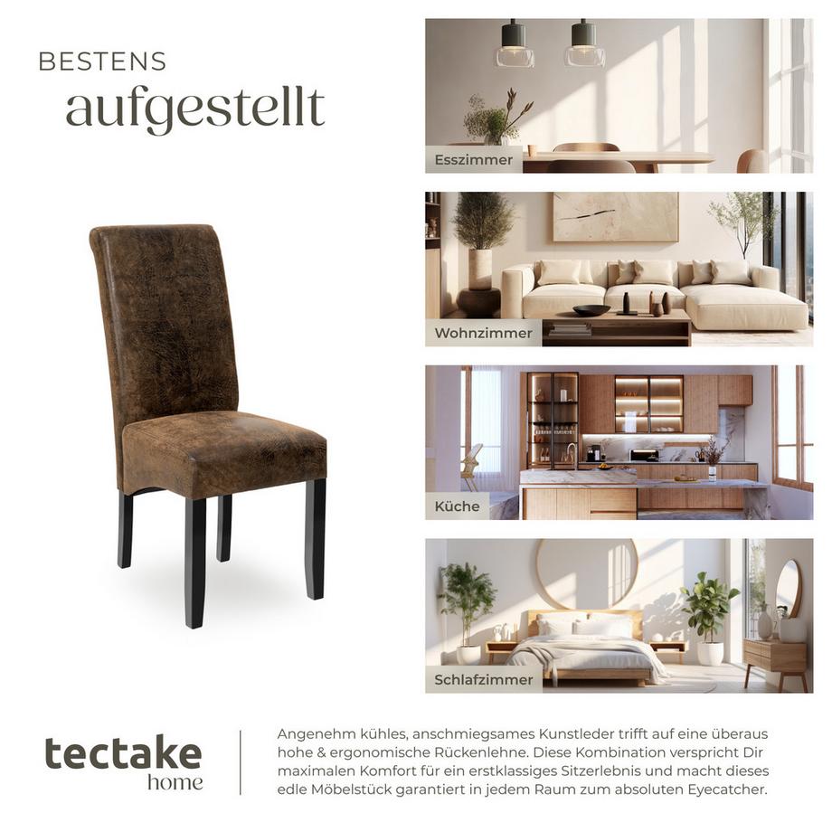 Tectake Chaise de salle à manger  avec revêtement en cuir synthétique  