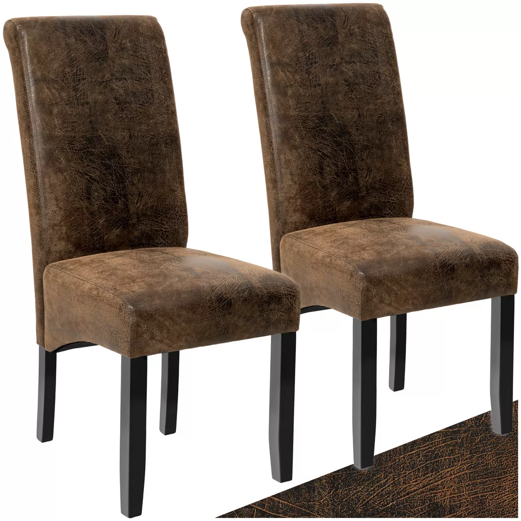 Ensemble de 2 chaises de salle à manger aspect cuir marron foncé