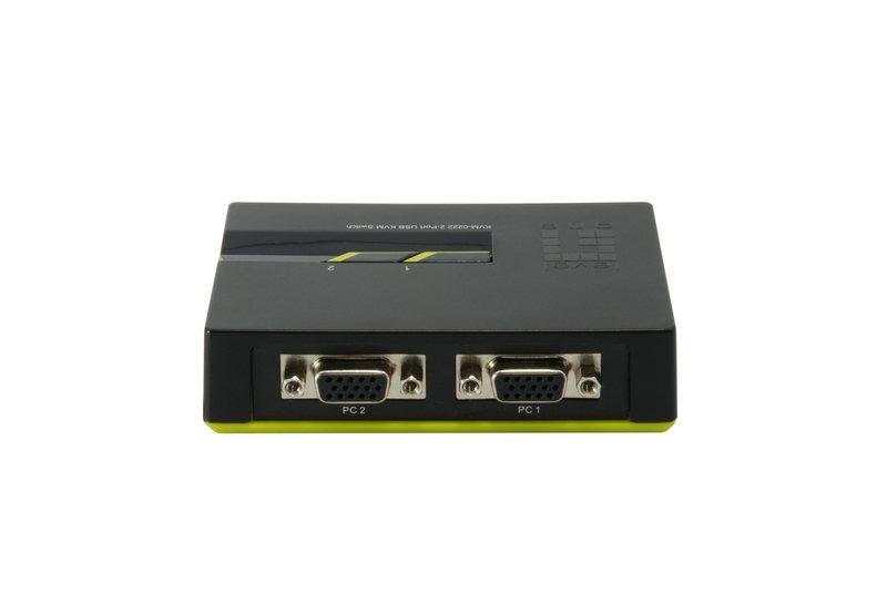 LevelOne  LevelOne KVM-0222 commutateur écran, clavier et souris Noir, Vert 