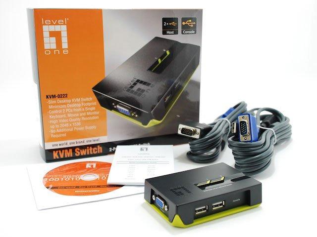 LevelOne  KVM-0222 switch per keyboard-video-mouse (kvm) Nero, Verde 