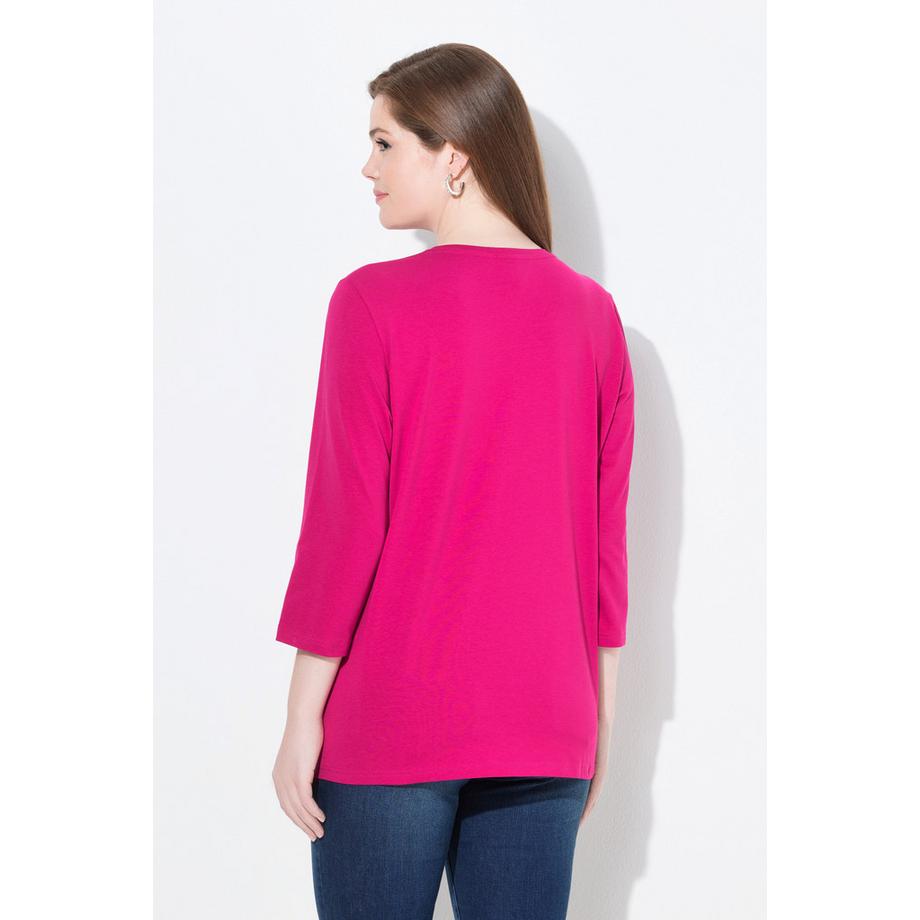 Ulla Popken Classic Nähmaschine Print V-Ausschnitt 3/4 Arm Shirt  