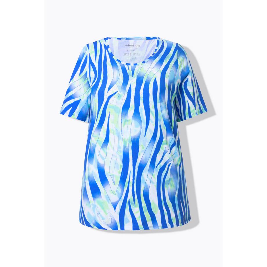 Ulla Popken T-Shirt Motif Zèbre Coupe Évasée Encolure Ronde Manches Courtes  