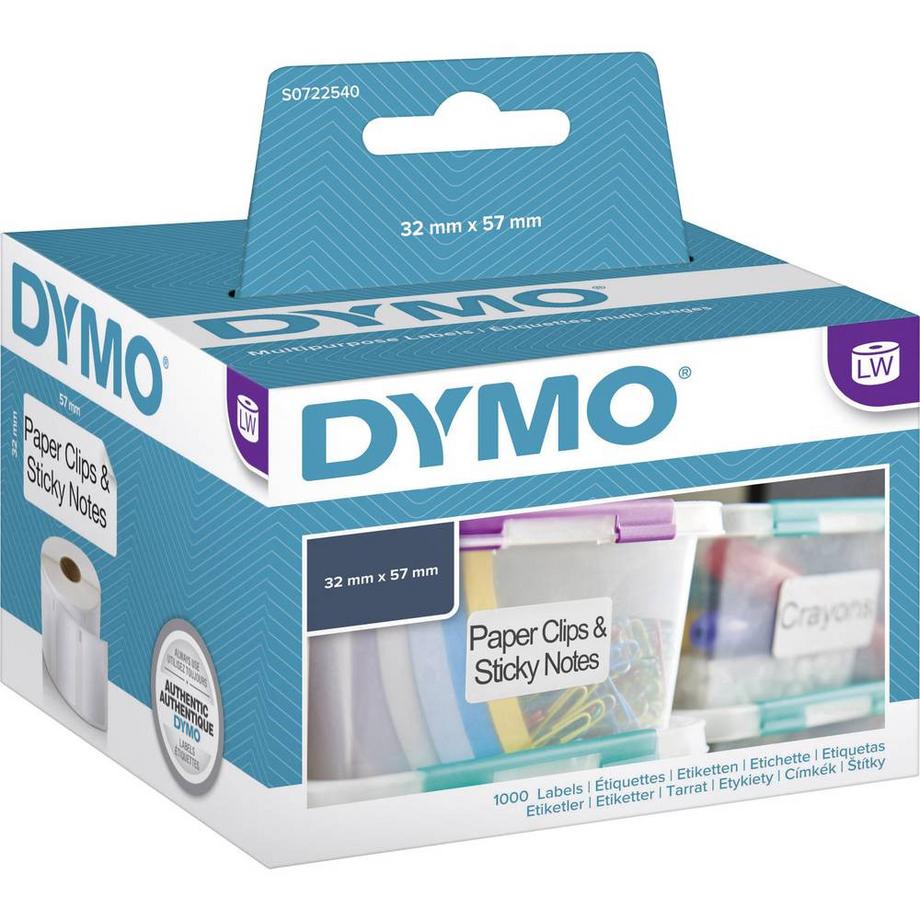 Dymo  Rollenetiketten, 57 mm x 32 mm, permanent 