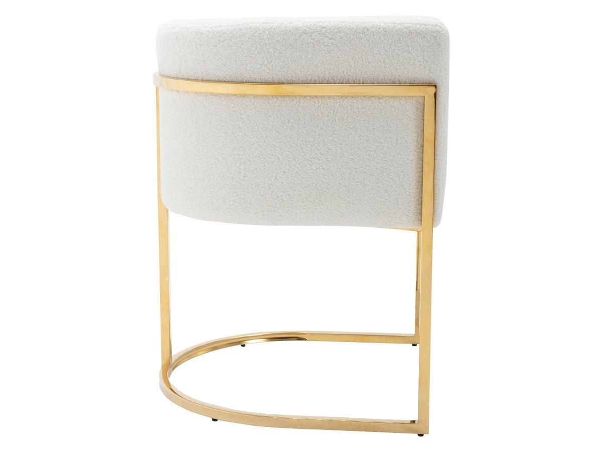 PASCAL MORABITO Chaise avec accoudoirs - Tissu bouclette et acier inoxydable - Blanc et doré - PERIA de Pascal MORABITO  