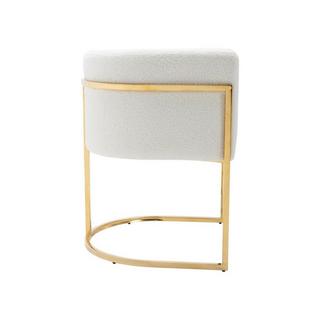 PASCAL MORABITO Chaise avec accoudoirs - Tissu bouclette et acier inoxydable - Blanc et doré - PERIA de Pascal MORABITO  