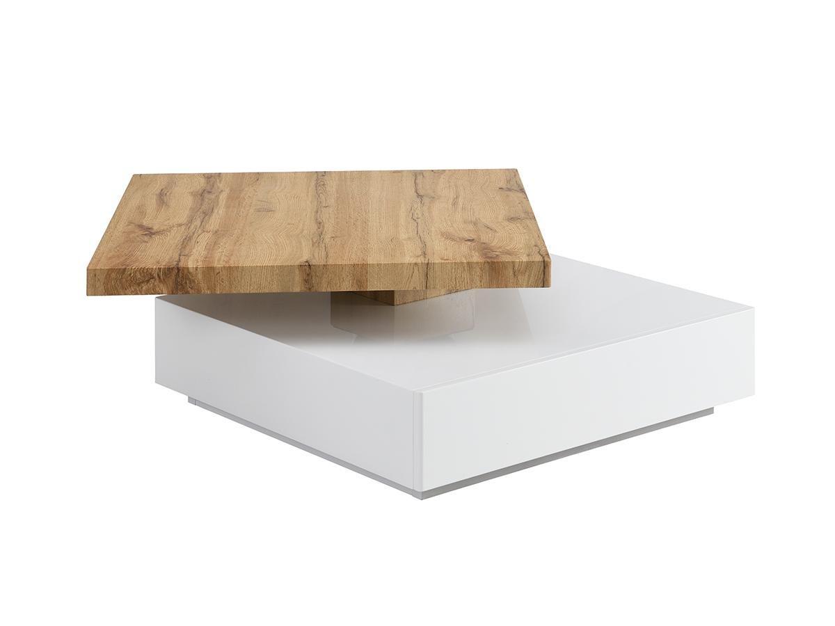 Vente-unique Table basse KYRIA 1 Tiroir Plateau pivotant MDF  chêne  