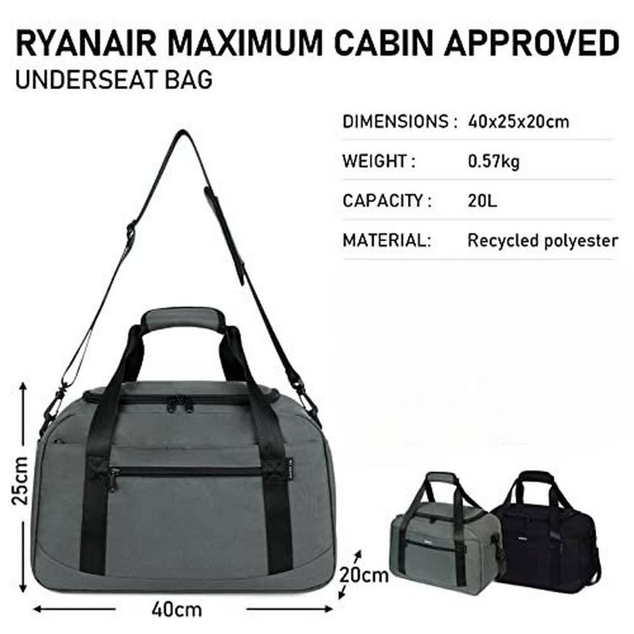 Only-bags.store Handgepäck 40 x 20 x 25 cm Ryanair Unter-Sitz Reisetasche PET Recycled  