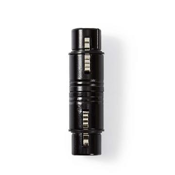 XLR Adapter | XLR 3-polige Buchse | XLR 3-polige Buchse | Vernickelt | Gerade | Metall | Schwarz | 1 Stk. | Plastikbeutel