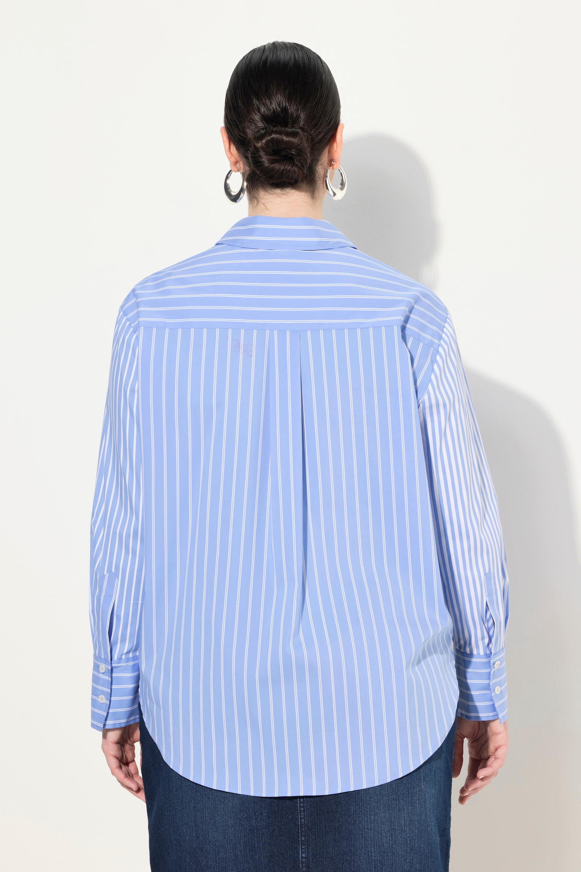 Ulla Popken  Camicia dal taglio oversize con righe, collo da camicia e maniche lunghe 