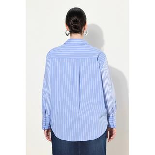 Ulla Popken  Camicia dal taglio oversize con righe, collo da camicia e maniche lunghe 