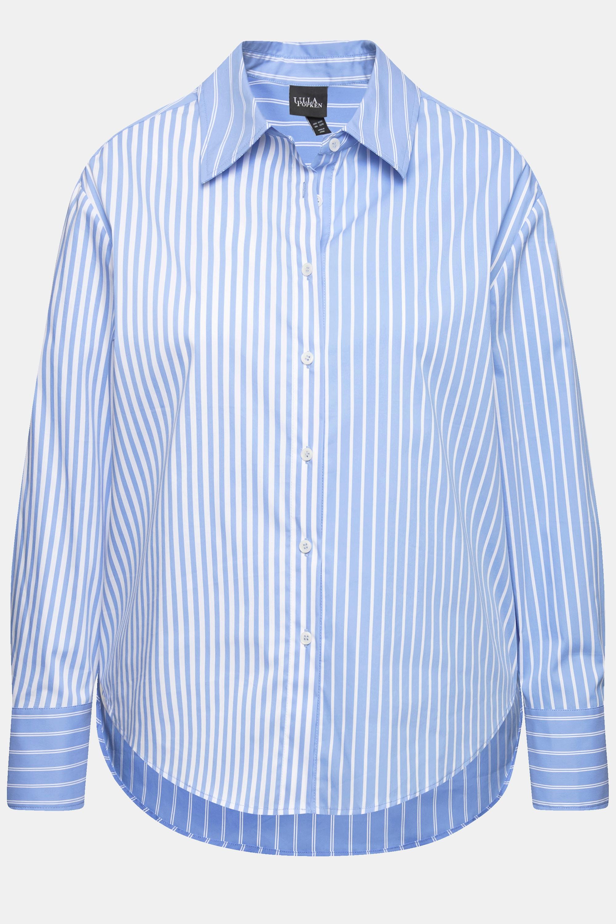 Ulla Popken Chemisier Oversize Manches Longues Jeu de Rayures  