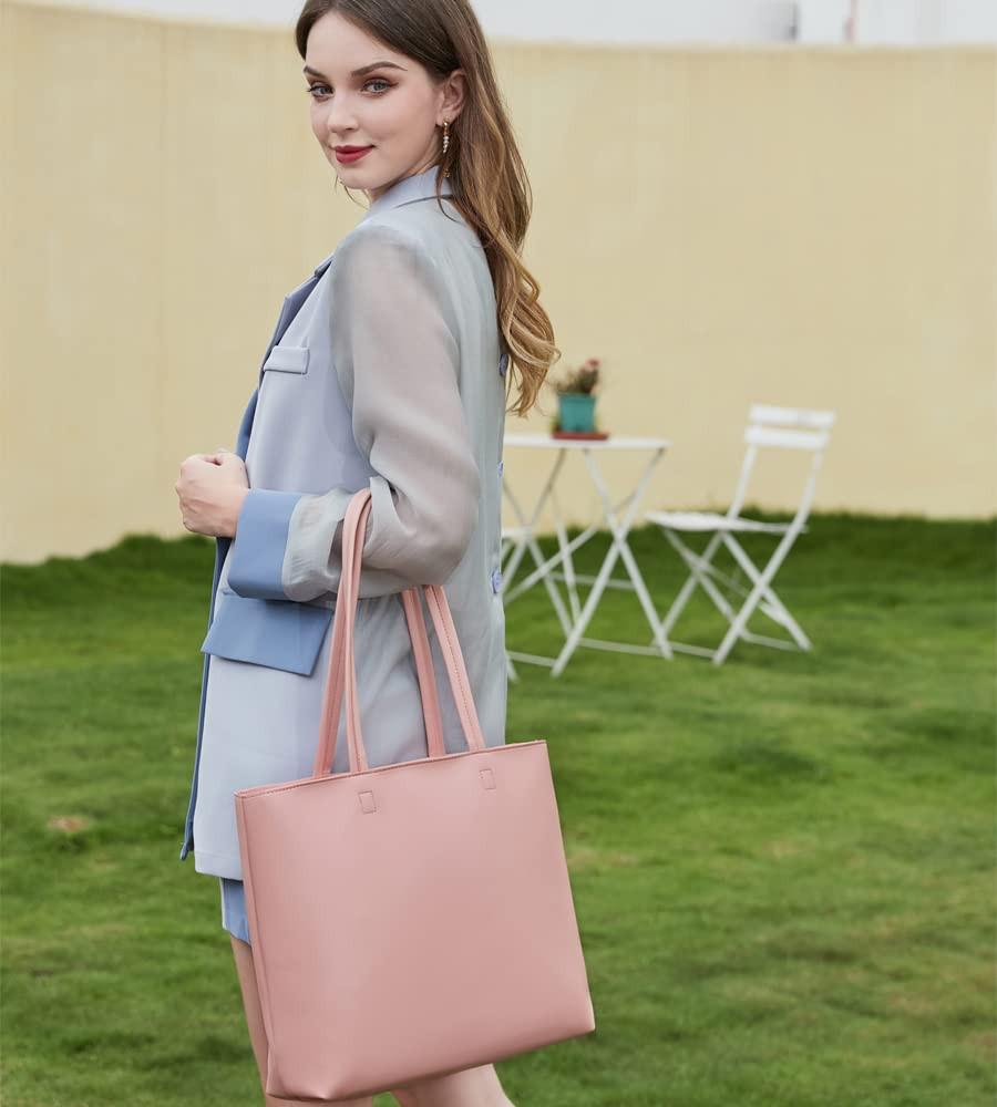 Only-bags.store PU Leder Shopper Tasche mit Reissverschluss und Innentasche  