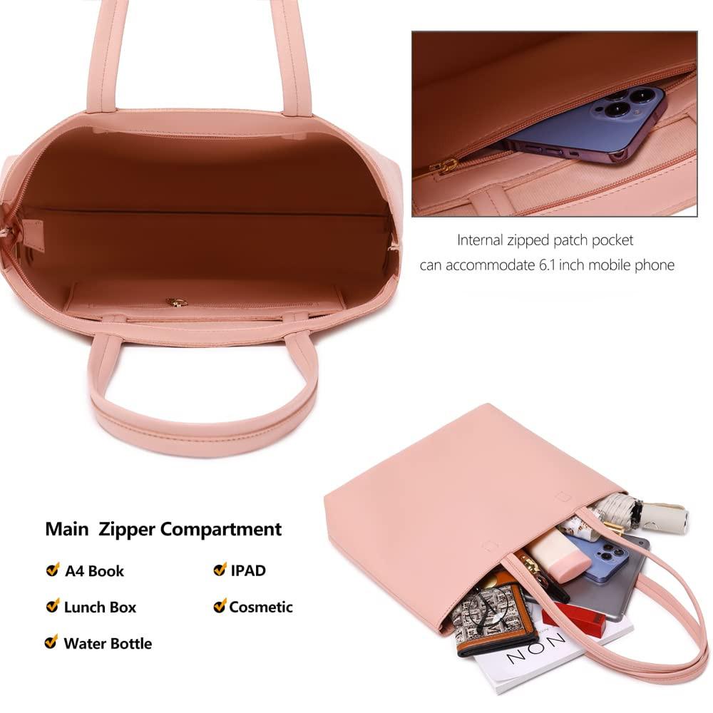 Only-bags.store PU Leder Shopper Tasche mit Reissverschluss und Innentasche  