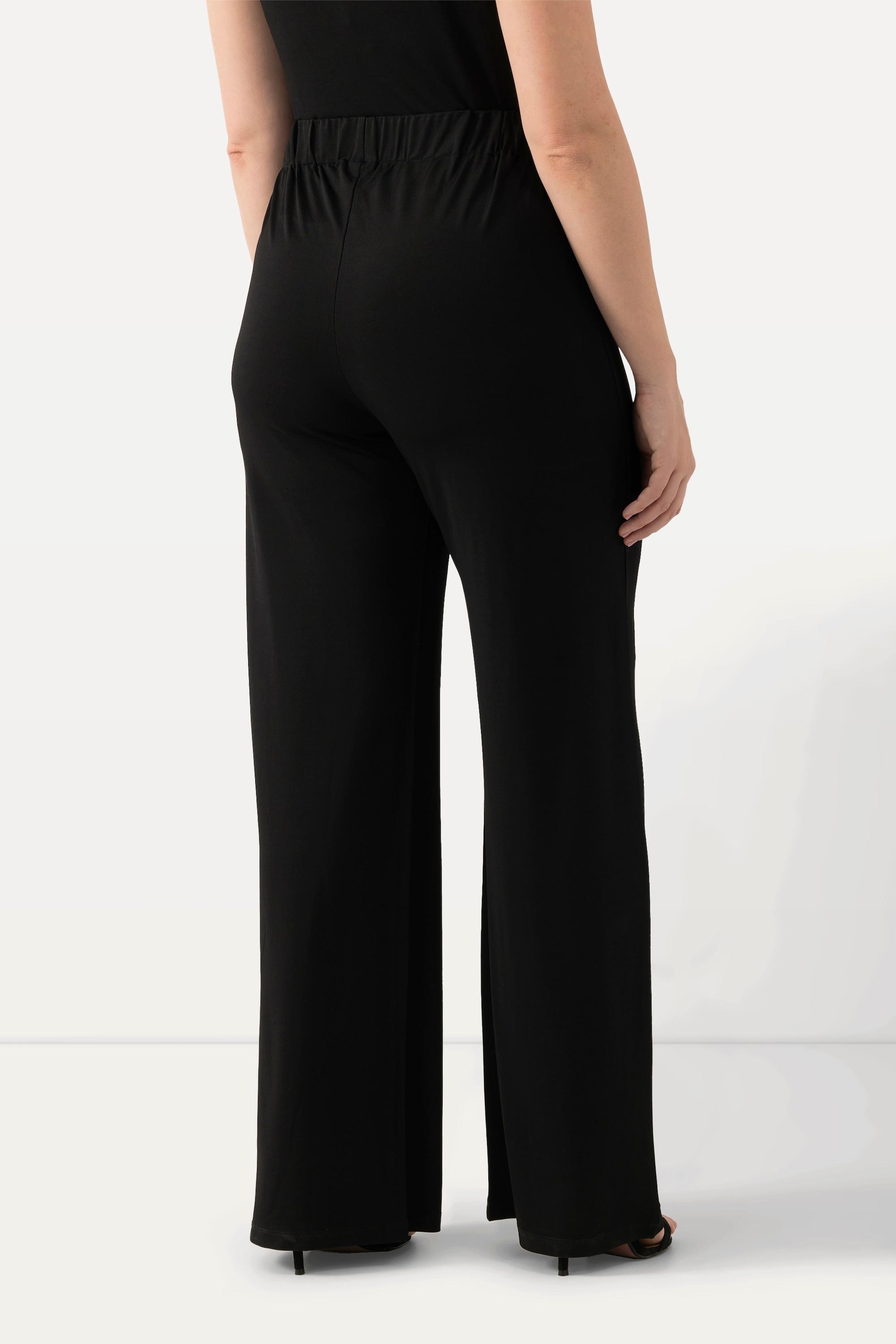 Ulla Popken  Pantalon slinky. Maille piquée. Jambe large, taille élastique. 