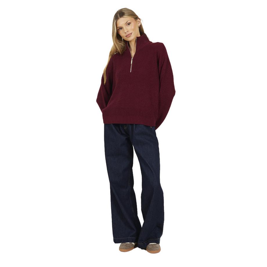 Brave Soul Pullover mit halbem Reißverschluss  