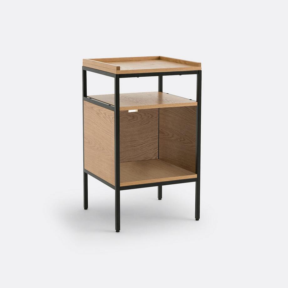 Meuble vinyles chêne et plaqué L48 cm