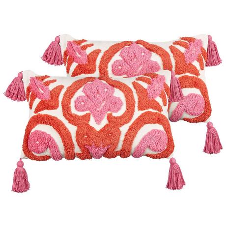 Beliani Dekokissen 2er Set aus Baumwolle Modern FRAKSINUS  