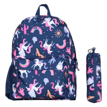Rucksack und Federmäppchen Bookworm, Einhorn, 15l