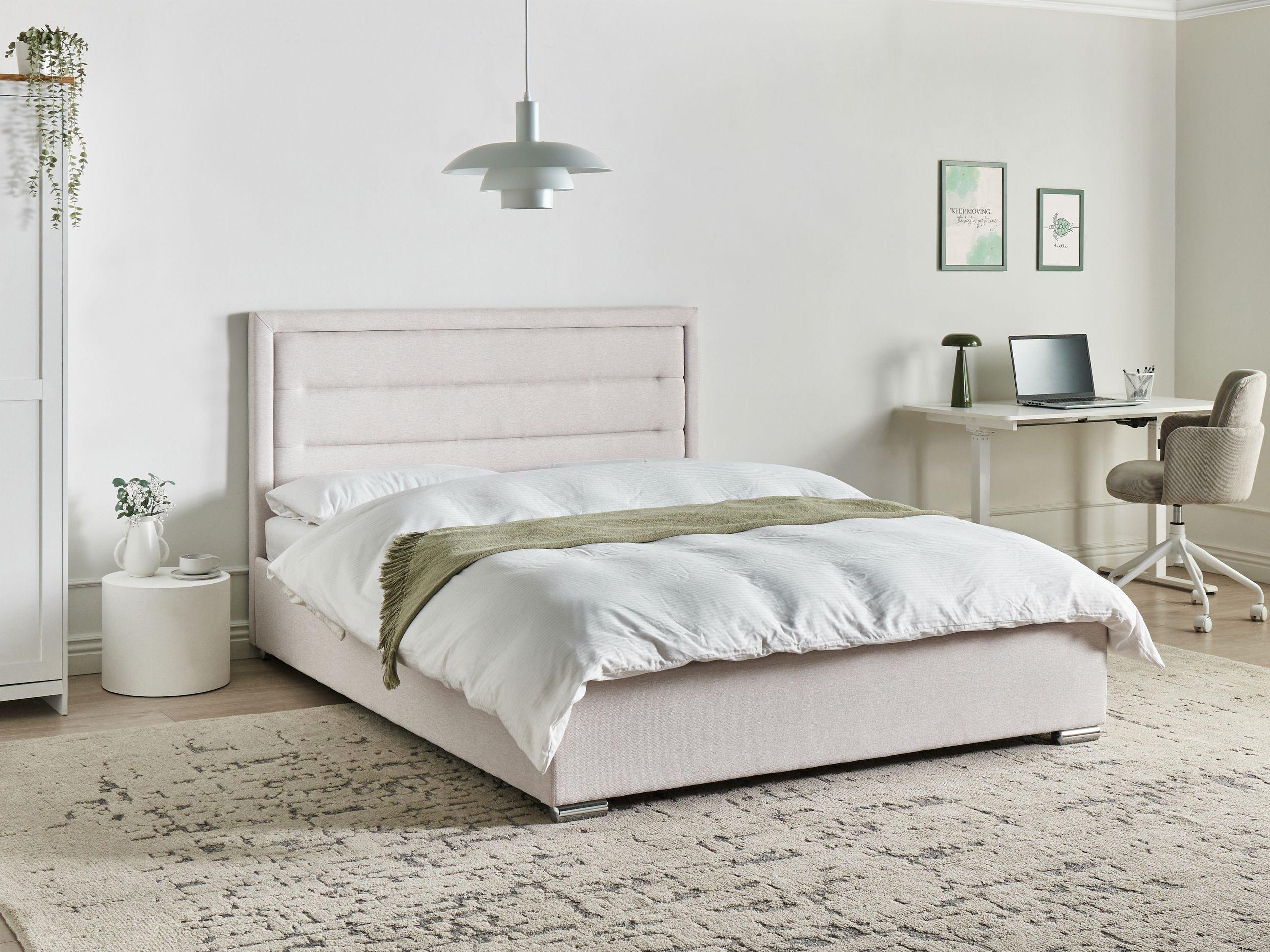 Beliani Lit ottoman en Tissu Moderne ROUEN  