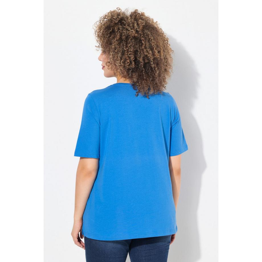 Ulla Popken T-Shirt Classic Motif Coquillages Col V Manches Courtes  