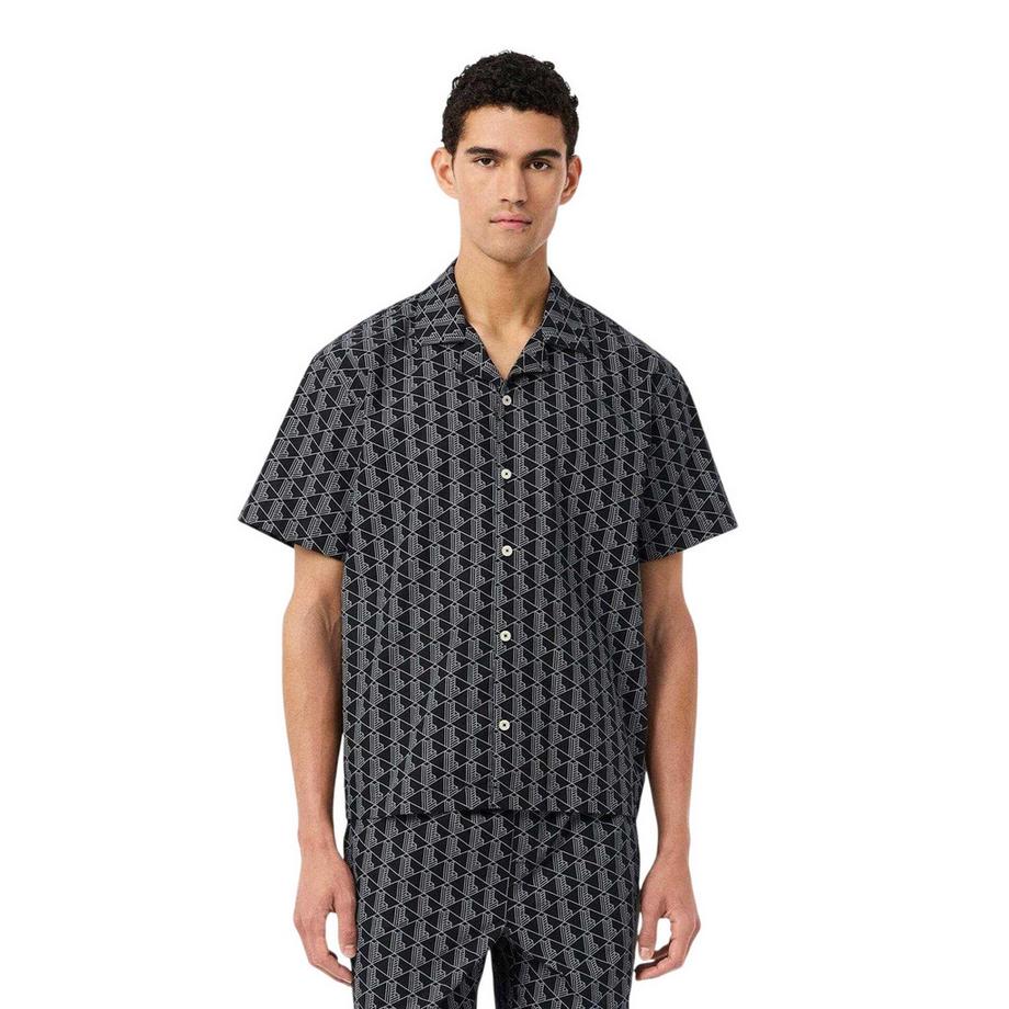 LACOSTE  Top Del Pigiama Vestibilità Rilassata Geometrica Popeline 
