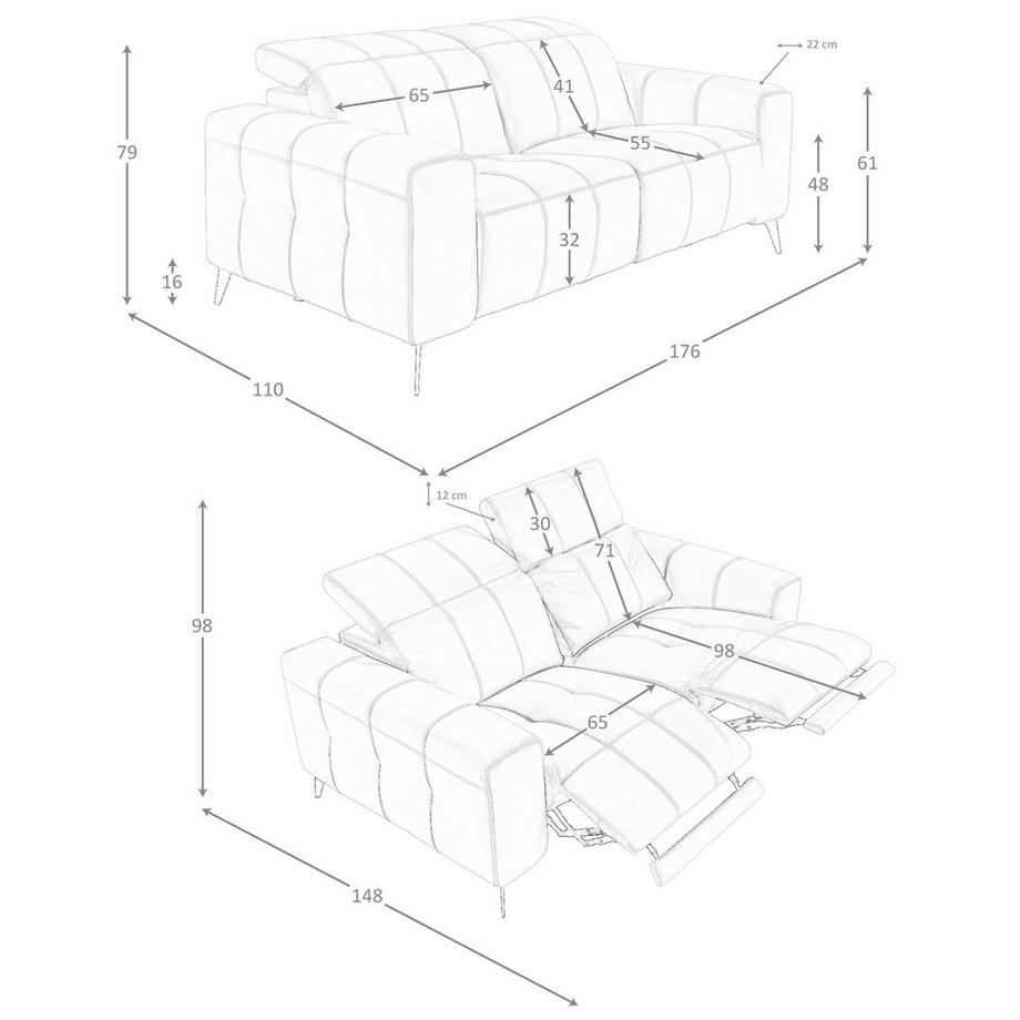 ANGEL CERDA 2-sitziges relaxsofa in leder  