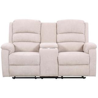 Vente-unique Divano 2 posti relax elettrico con ripiano in Tessuto Beige - NEVERS  