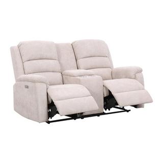 Vente-unique Divano 2 posti relax elettrico con ripiano in Tessuto Beige - NEVERS  