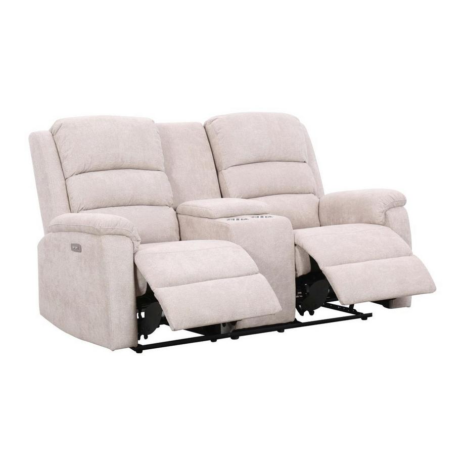 Vente-unique Relaxsofa elektrisch 2-Sitzer - Stoff - Beige - NEVERS  