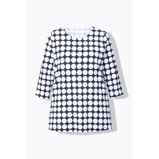 Ulla Popken  Shirt, Dots, A-Linie, Rundhals, 3/4-Arm, Pima Cotton 