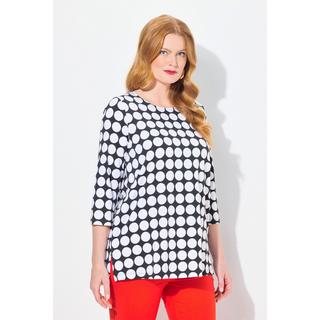 Ulla Popken  Shirt, Dots, A-Linie, Rundhals, 3/4-Arm, Pima Cotton 