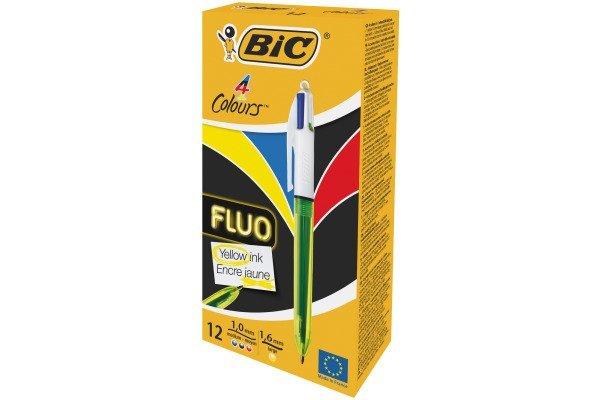 BiC BIC Kugelschreiber Fluo 933948 4 Colours Box, 12 Stück  