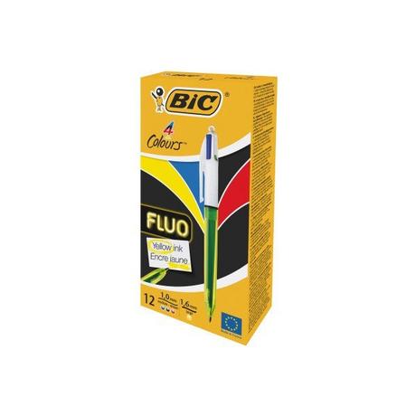 BiC BIC Kugelschreiber Fluo, 4 Colours Box, 12 Stück  