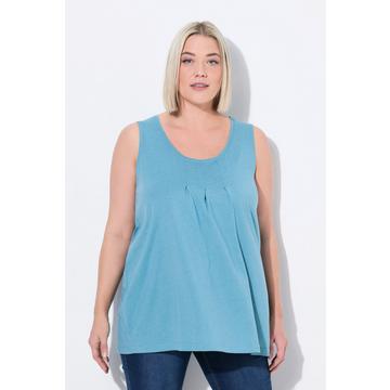 Top dal taglio svasato e smanicato in modal con pieghe decorative e scollo rotondo