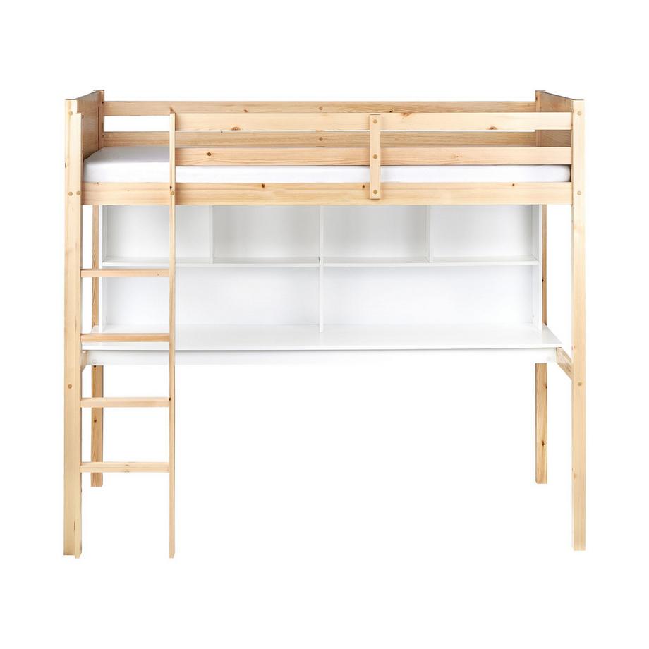 Beliani Letto matrimoniale alto con scrivania en Legno di pino Scandinavo FOUCAMONT  