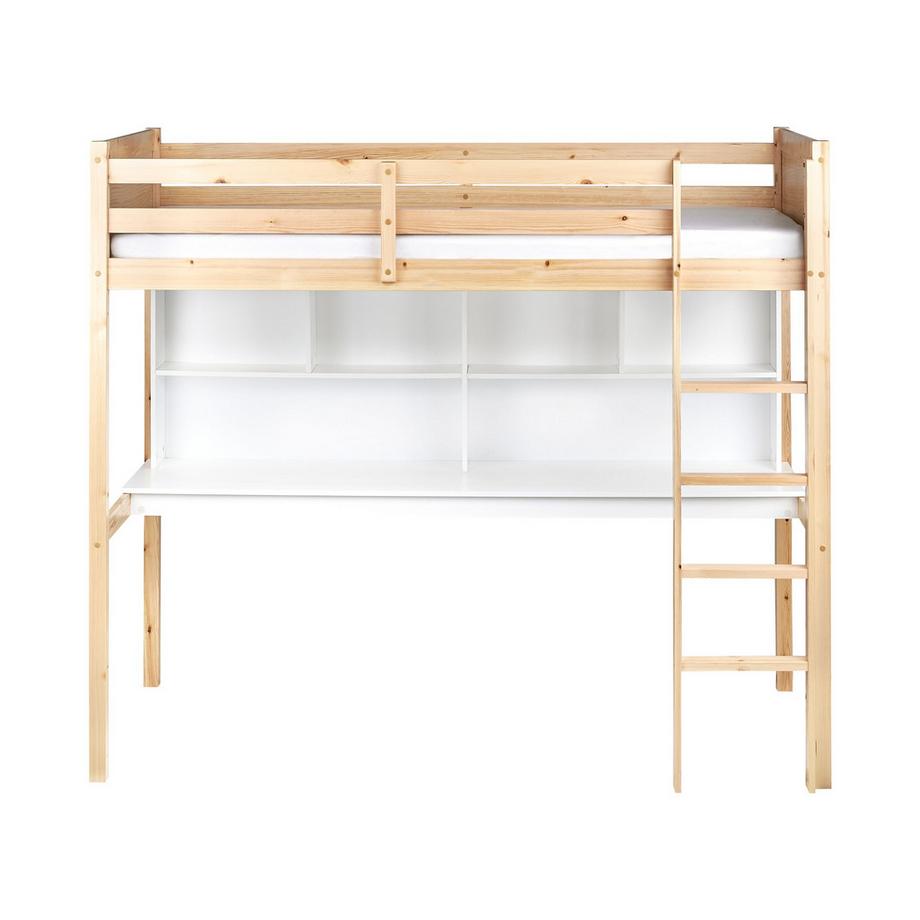 Beliani Letto matrimoniale alto con scrivania en Legno di pino Scandinavo FOUCAMONT  