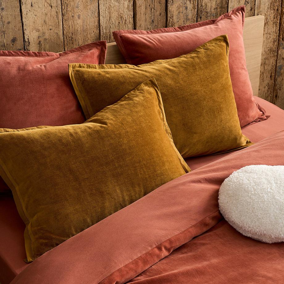 La Redoute Intérieurs Noria Taie d'Oreiller Réversible Velours Coton Lavé  