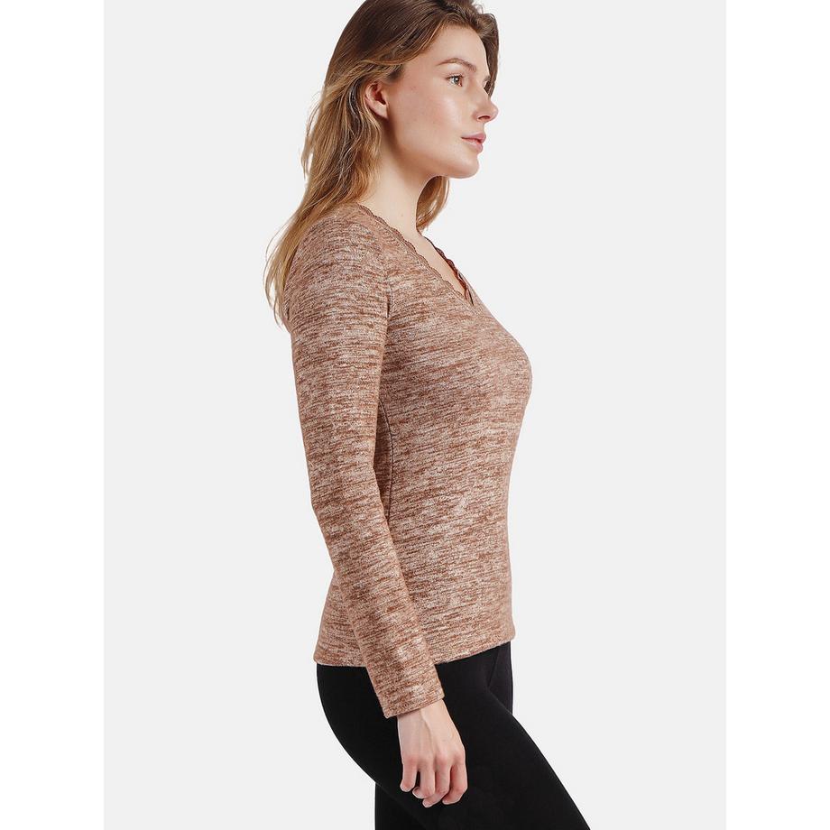 Admas Langarm V-Ausschnitt Top Puntilla  