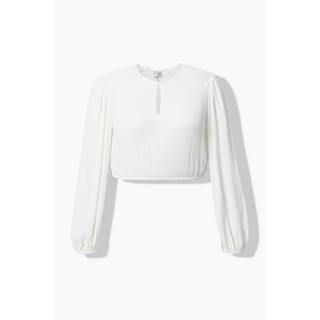 Ulla Popken Camicetta Dirndl Orlo Elastico Scollo Rotondo Maniche Lunghe  