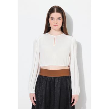 Camicetta in tradizionale stile Dirndl con orlo elastico, scollo rotondo e maniche lunghe e ampie